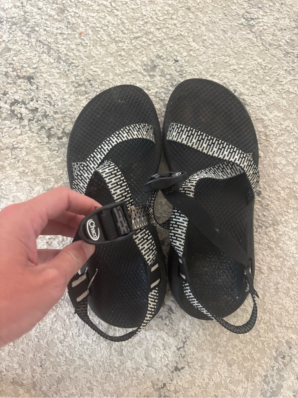Chaco Black and White Strapped Sandals